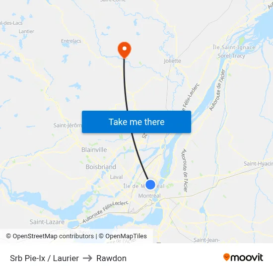 Srb Pie-Ix / Laurier to Rawdon map