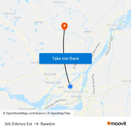 Srb D'Amos Est to Rawdon map