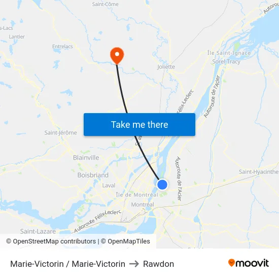 Marie-Victorin / Marie-Victorin to Rawdon map