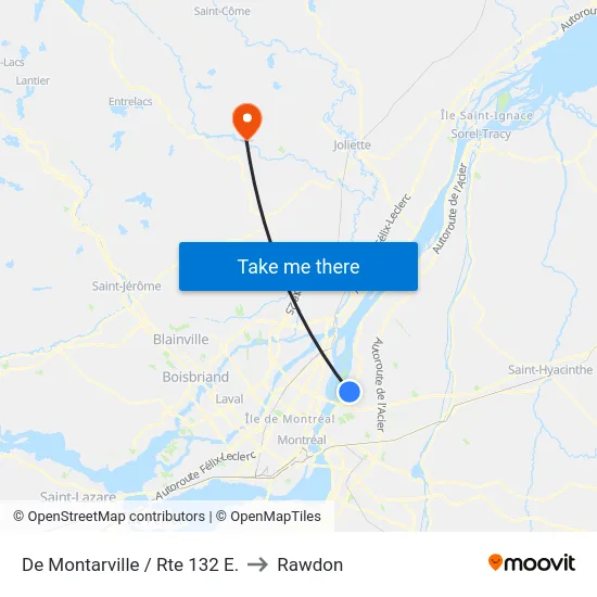 De Montarville / Rte 132 E. to Rawdon map