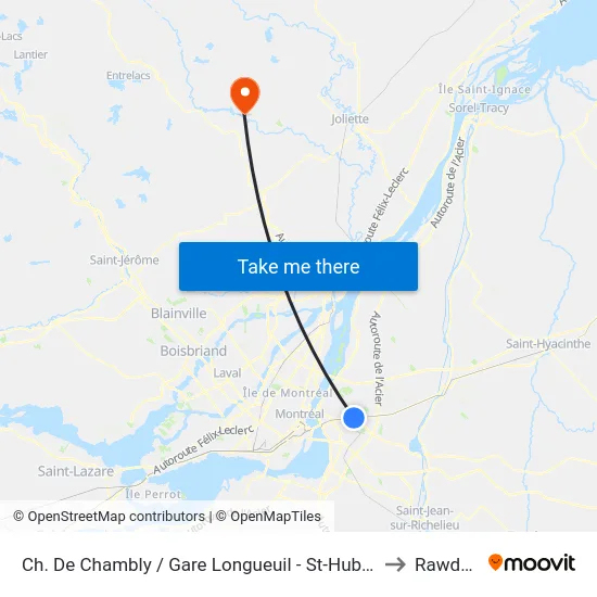 Ch. De Chambly / Gare Longueuil - St-Hubert to Rawdon map