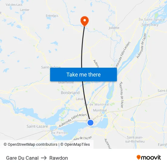 Gare Du Canal to Rawdon map