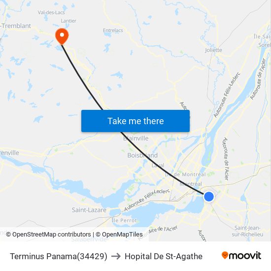 Terminus Panama to Hopital De St-Agathe map