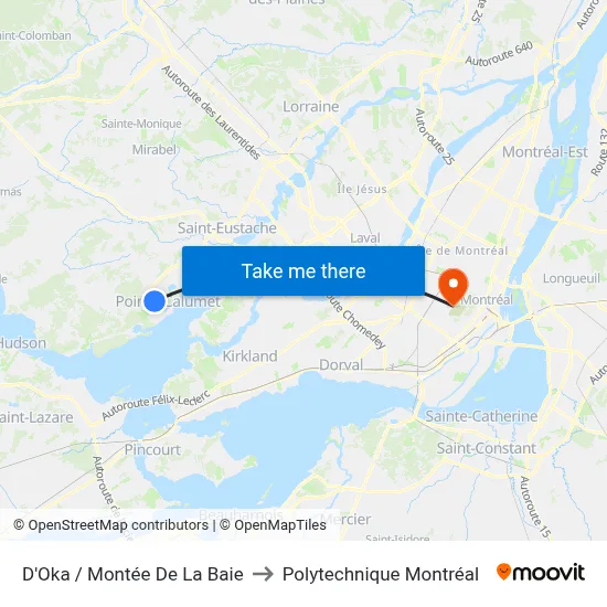 D'Oka / Montée De La Baie to Polytechnique Montréal map