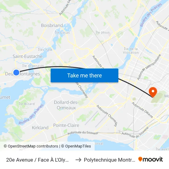 20e Avenue / Face À L'Olympia to Polytechnique Montréal map
