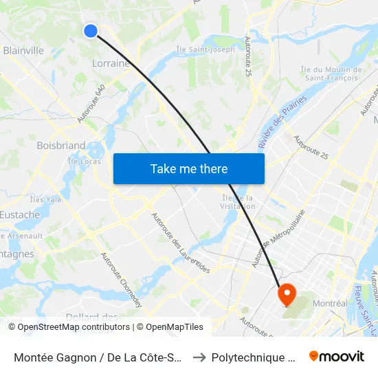 Montée Gagnon / De La Côte-Saint-Louis Est to Polytechnique Montréal map