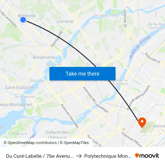 Du Curé-Labelle / 76e Avenue Est to Polytechnique Montréal map