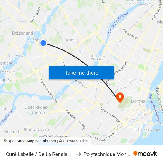 Curé-Labelle / De La Renaissance to Polytechnique Montréal map