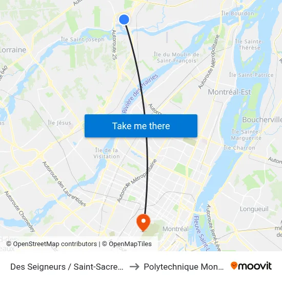 Des Seigneurs / Saint-Sacrement to Polytechnique Montréal map