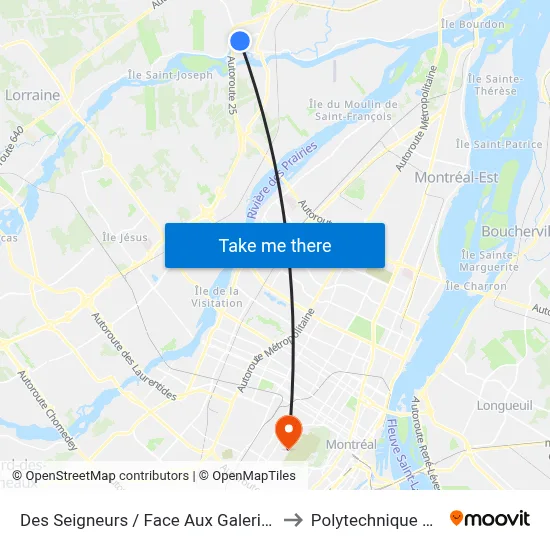 Des Seigneurs / Face Aux Galeries Terrebonne to Polytechnique Montréal map