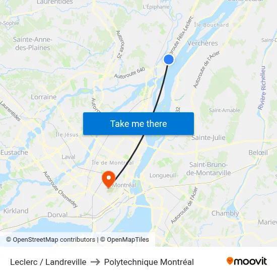 Leclerc / Landreville to Polytechnique Montréal map