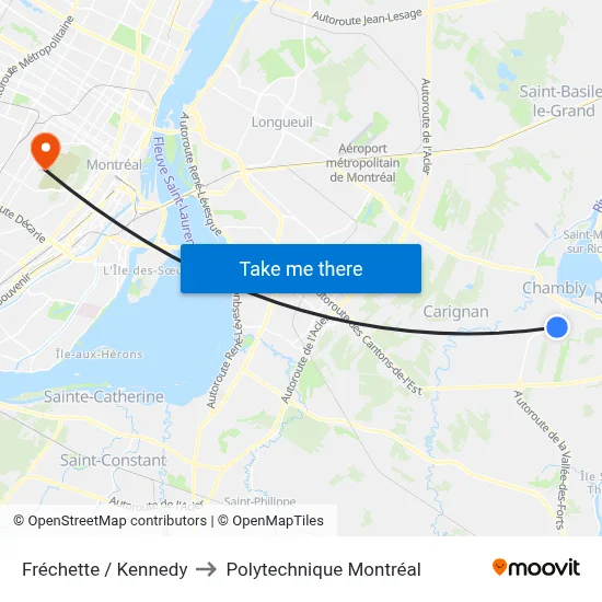 Fréchette / Kennedy to Polytechnique Montréal map