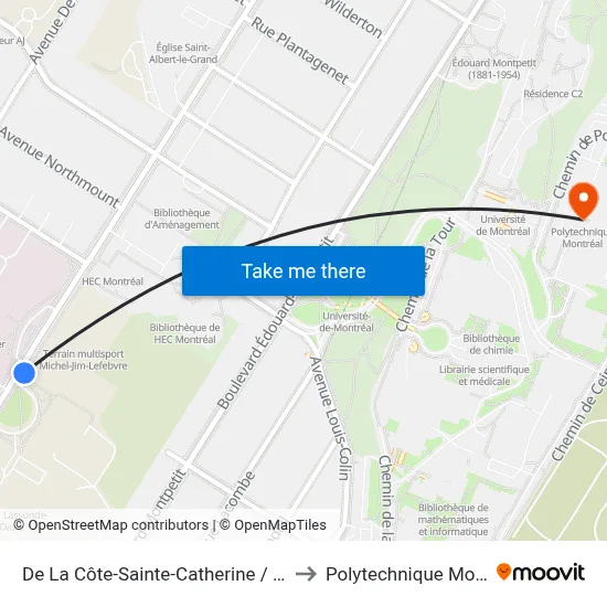 De La Côte-Sainte-Catherine / No 3200 to Polytechnique Montréal map