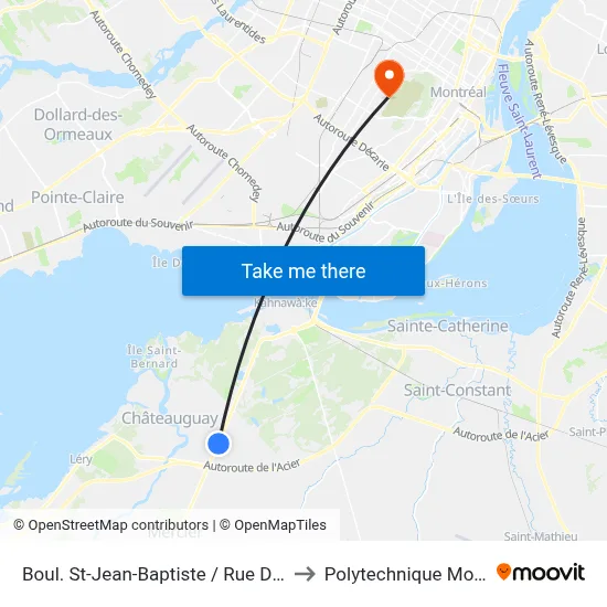 Boul. St-Jean-Baptiste / Rue D'Orléans to Polytechnique Montréal map