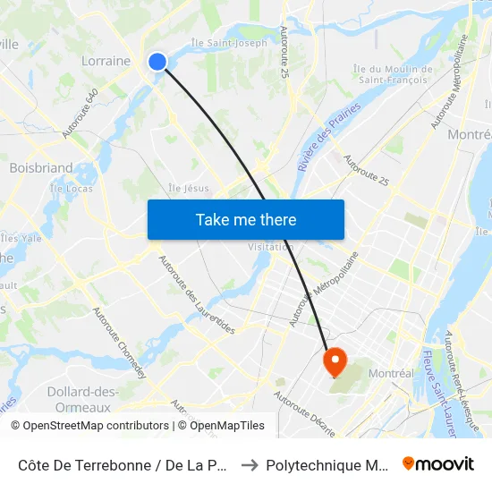 Côte De Terrebonne / De La Pommeraie to Polytechnique Montréal map