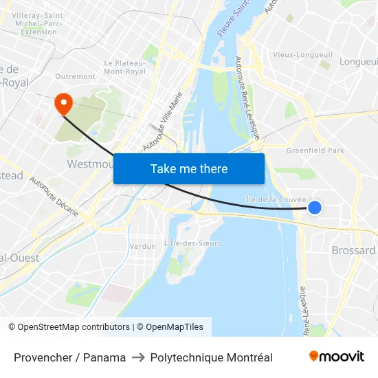 Provencher / Panama to Polytechnique Montréal map