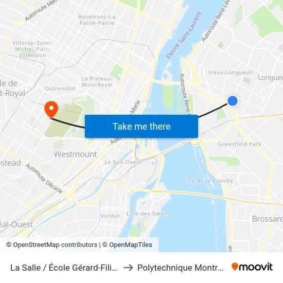 La Salle / École Gérard-Filion to Polytechnique Montréal map