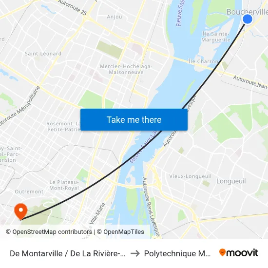 De Montarville / De La Rivière-Aux-Pins to Polytechnique Montréal map