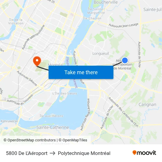 5800 De L'Aéroport to Polytechnique Montréal map