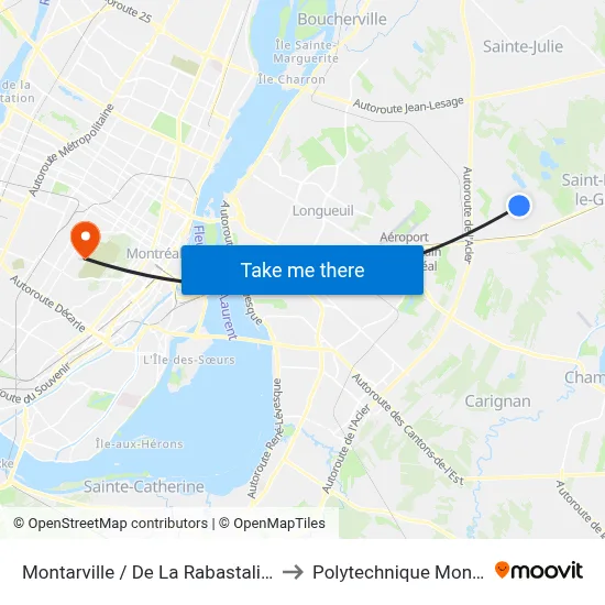 Montarville / De La Rabastalière E. to Polytechnique Montréal map