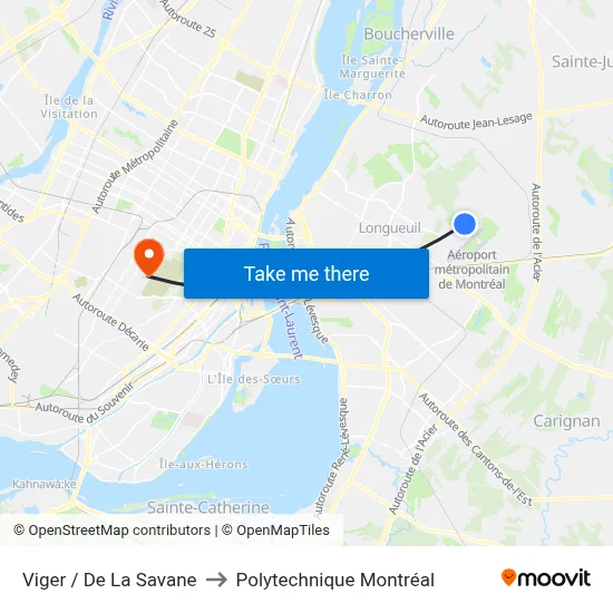 Viger / De La Savane to Polytechnique Montréal map