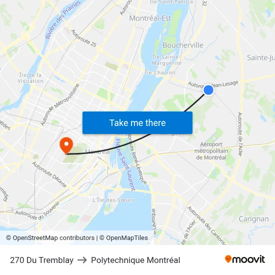 270 Du Tremblay to Polytechnique Montréal map