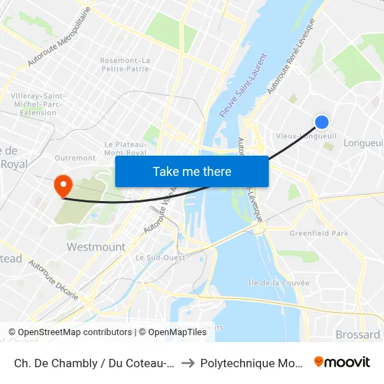 Ch. De Chambly / Du Coteau-Rouge to Polytechnique Montréal map