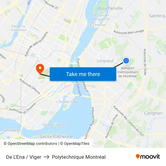 De L'Ena / Viger to Polytechnique Montréal map