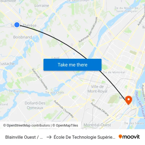 Blainville Ouest / Sicard to École De Technologie Supérieure (Éts) map