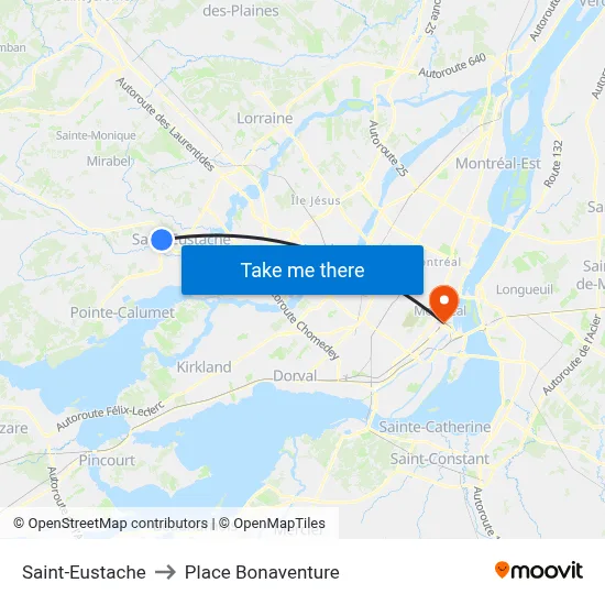 Saint-Eustache to Place Bonaventure map