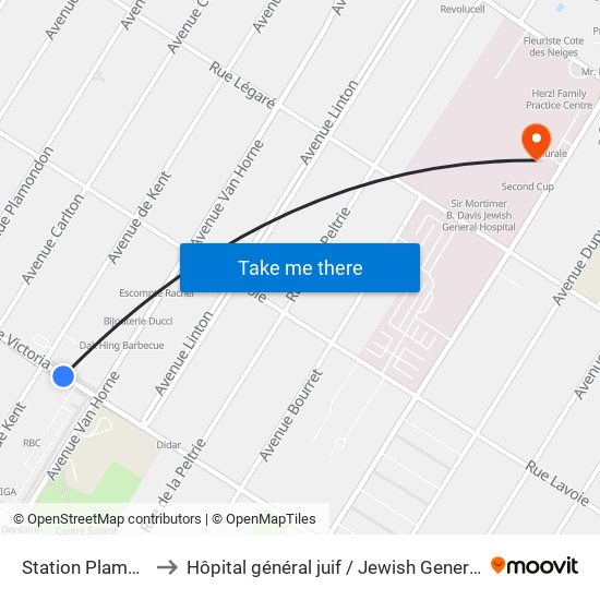 Station Plamondon to Hôpital général juif / Jewish General Hospital map