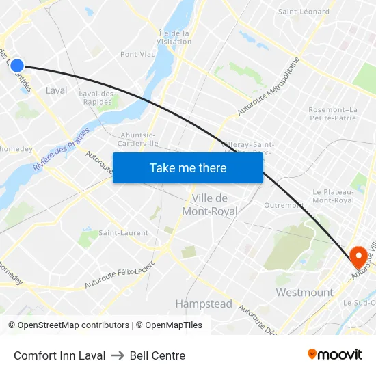Comfort Inn Laval to Bell Centre map
