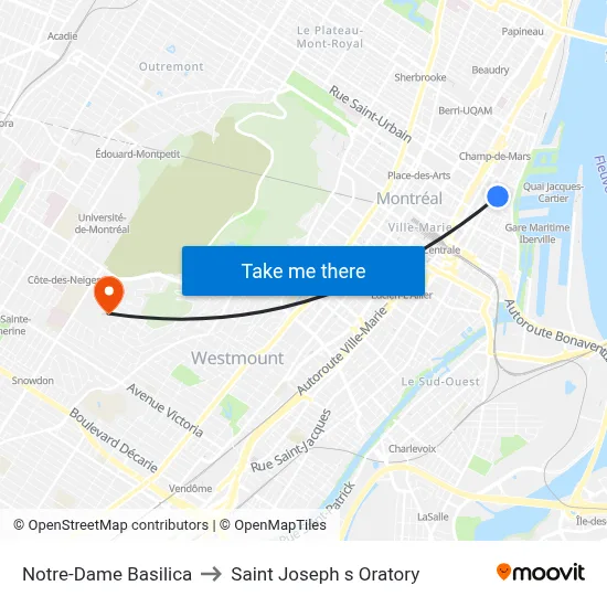 Notre-Dame Basilica to Saint Joseph s Oratory map