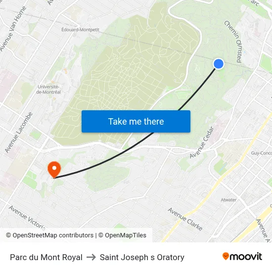 Parc du Mont Royal to Saint Joseph s Oratory map