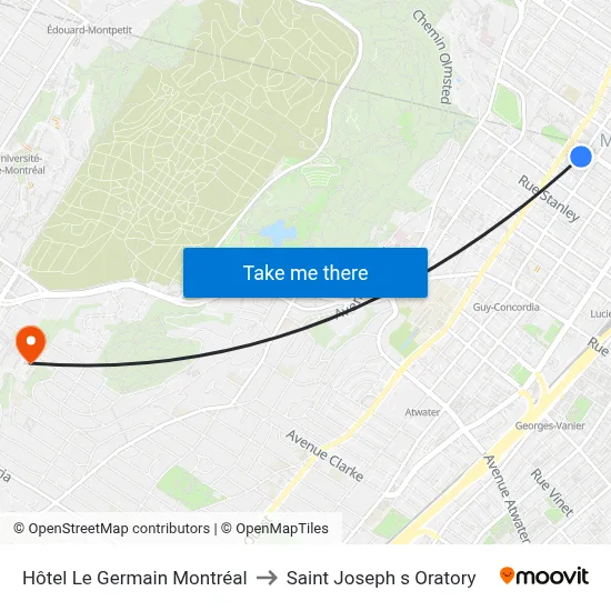 Hôtel Le Germain Montréal to Saint Joseph s Oratory map