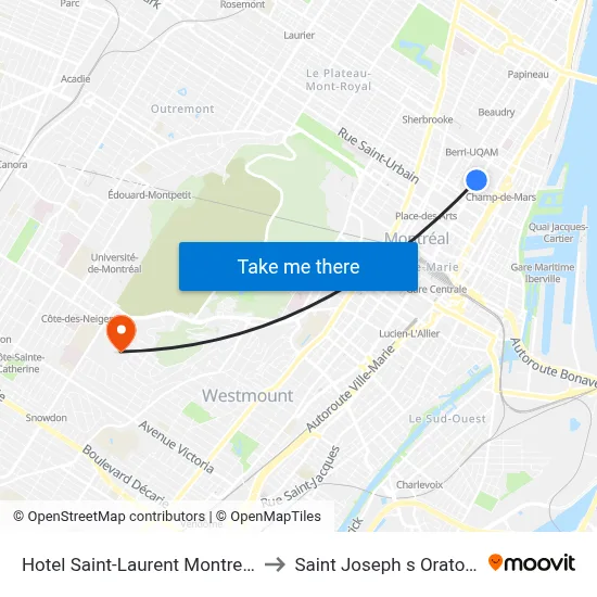 Hotel Saint-Laurent Montreal to Saint Joseph s Oratory map
