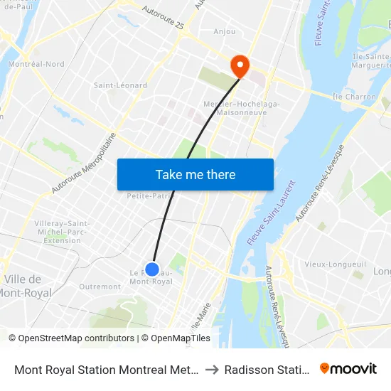 Mont Royal Station Montreal Metro to Radisson Station map