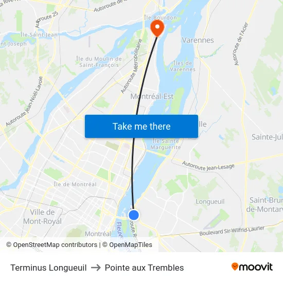 Terminus Longueuil to Pointe aux Trembles map