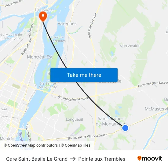 Gare Saint-Basile-Le-Grand to Pointe aux Trembles map