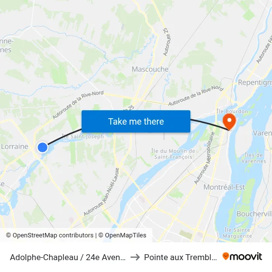 Adolphe-Chapleau / 24e Avenue to Pointe aux Trembles map