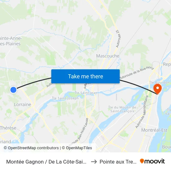 Montée Gagnon / De La Côte-Saint-Louis Est to Pointe aux Trembles map