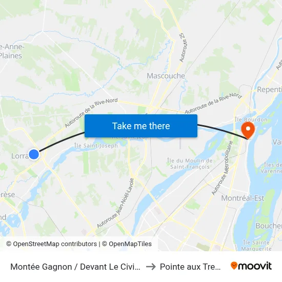 Montée Gagnon / Devant Le Civique 328 to Pointe aux Trembles map