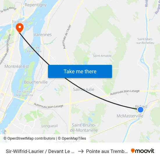 Sir-Wilfrid-Laurier / Devant Le 665 to Pointe aux Trembles map