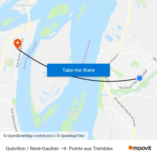 Quévillon / René-Gaultier to Pointe aux Trembles map