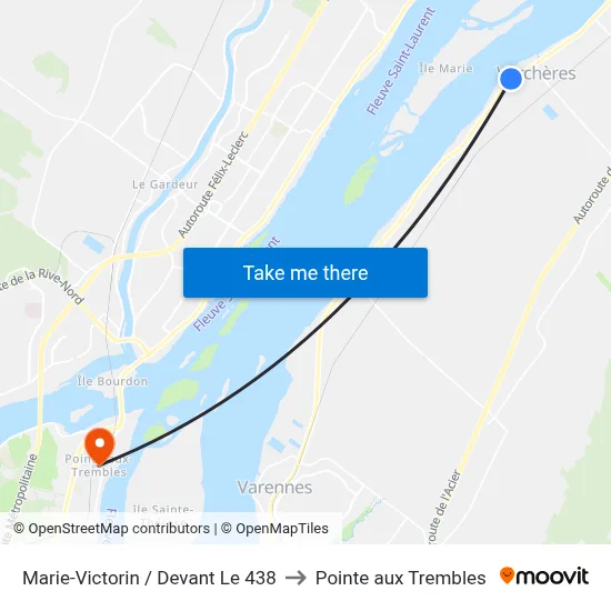 Marie-Victorin / Devant Le 438 to Pointe aux Trembles map