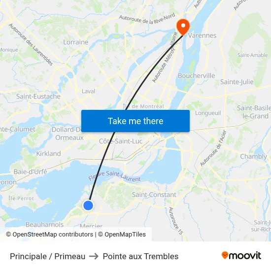 Principale / Primeau to Pointe aux Trembles map