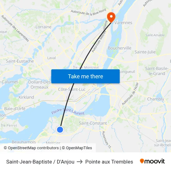 Saint-Jean-Baptiste / D'Anjou to Pointe aux Trembles map