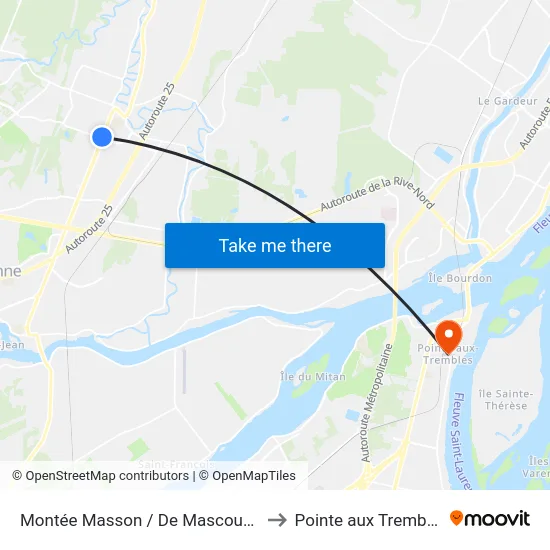 Montée Masson / De Mascouche to Pointe aux Trembles map