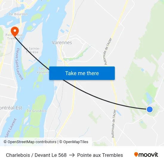 Charlebois / Devant Le 568 to Pointe aux Trembles map