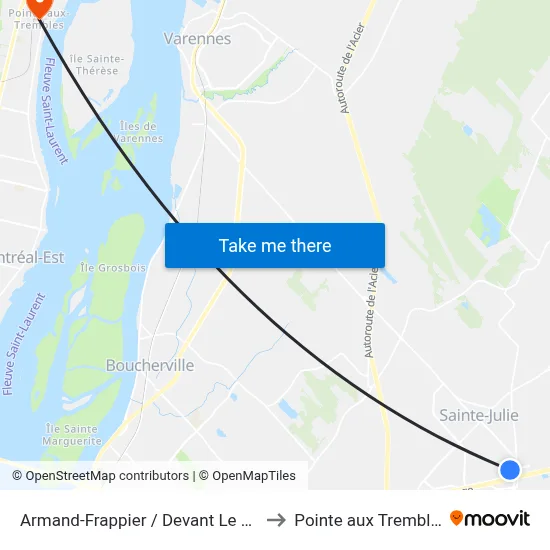 Armand-Frappier / Devant Le 201 to Pointe aux Trembles map